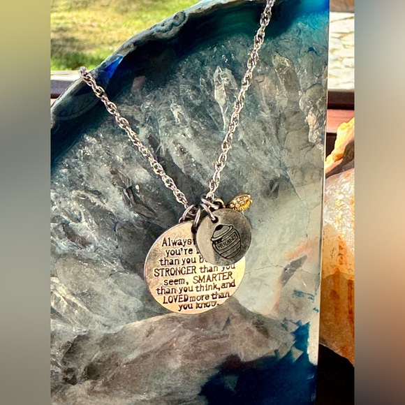 “Always Remember You’re Braver than You Believe…” Winnie the Pooh Necklace - Picture 7 of 10